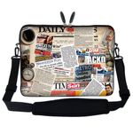 Meffort Inc 15 15.6 inch Neoprene Laptop Sleeve Bag Carrying Case with Hidden Handle and Adjustable Shoulder Strap - Newspaper Clip Design