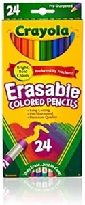 Crayola Erasable Colored Pencils (24ct), Kids Coloring Pencils for Coloring Books, Assorted Colors, Arts & Crafts Supplies, Gifts, Ages 6+