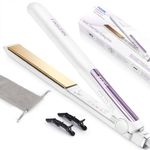 Faszin Hair Straightener, Fast Heating Titanium Flat Iron with Negative Ion for Smooth Hair, 2-In-1 3D Floating Wide Plate Hair Iron for All Hair Types, Dual Voltage & 11 Levels Adjustable Temp