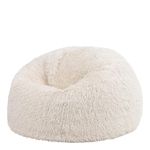 icon Faux Fur Bean Bag Chair, Luxury Fluffy Bean Bags Adult, Large Bean Bags with Filling Included, Living Room Bean Bags (Natural, Bean Bag)