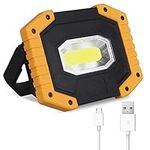 30W Rechargeable Portable Work Light, T-SUN LED Floodlights with USB, Spotlight Waterproof Outdoor for Car Repairing, Fishing, Camping, Emergency Security Lights, 3 Modes (Battery Included) 1-Pack