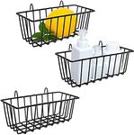 Jnnzzggu 3 Pack Wire Baskets,Wall Grid Panel Hanging Wire Basket,Wall Storage and Display Basket for Cabinet & Pantry Organization and Kitchen,Bathroom,Bedroom Storage