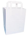 125 White"Medium" SOS Takeaway Paper Carrier Bags 215x255x115mm - Choose Your Size and Quantity