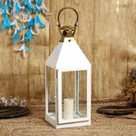 Amazon Brand – Umi Decorous Metal White Candle Lantern Handcrafted - Elegant Outdoor Lighting (White) (Large) (18x18x61 CM) (White, Metal)