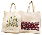 Arka Home Products 2 Shopping Bags - 100% Cotton, Reusable, Printed Canvas Bags (2 Pcs Pack)