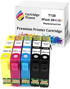 Cartridge Planet 5 Pack (2BK,1C,1M,1Y) Compatible Ink for Epson 138 T1381 T1382 T1383 T1384 for Epson NX230 NX420 NX430 NX635 WorkForce 320 325 435 525 545 60 625 630 633 645 7010 7510 7520 840 845 ..