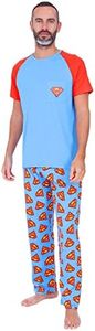 Pyjama long Superman pour homme Rouge/bleu, bleu, L