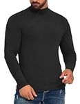 ZAFUL Men's Mock Turtleneck Shirts Long Sleeve Lightweight Turtle Neck Undershirt Tops Pullover Ribbed Base Layer T Shirts, Black, Medium