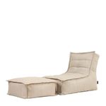 icon Dolce Outdoor Bean Bag Chair and Footstool, Beige, Garden Chair, Large Adult Bean Bag with Filling Included, Sun Lounger, Outdoor Seating, Garden Seat, Garden Furniture