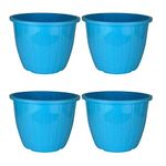 Amazon Brand - Umi Plastic Duro Flower Pot for Gardening, Indoor/Outdoor Planter-Blue (10 Inch)(Pack of 4)