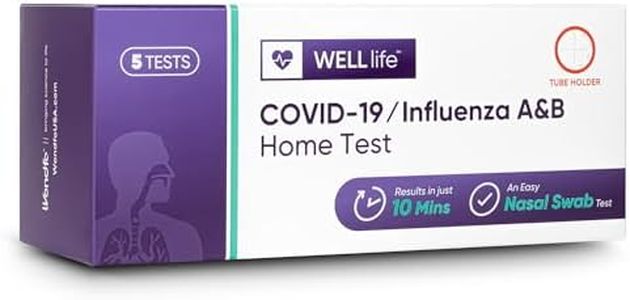 WELLlife COVID-19/Influenza A&B Home Test,Covid & Flu Combo Test for 10 Min at Home Self Testing with Non-invasive Nasal Swab, FDA EUA Authorized -[5 Tests]