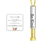 Bopiu Be Kind...Of A Bi*ch - Hidden Message Necklace,Be Kind of A - 3D Engraving Vertical Bar Necklace,Stainless Steel Encouragement Mantra Pendant Necklace for Women, Stainless Steel, No Gemstone, Gold