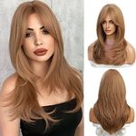 Esmee Long Straight Strawberry Blonde Wigs for Women Natuaral Layered Synthetic Hair Wig with Fringe for Daily Party Cosplay Use-20 Inches