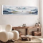 Painting Mantra Landscape Calm Moutain View Large Canvas Painting Framed Panel Wall Art Print, Framed Luxury Paintings for Home Decoration, Living room, Bedroom & Office Décor (White, 13x47 Inch)