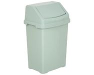 M1SS 50L Litre Plastic Swing Bin Waste Recycle Dustbins Kitchen, Bathroom Rubbish Trash Refused Bins (Silver Sage, 50L)