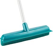 Leifheit Supra Broom, Rubber Broom, Ideal for Sweeping Pet Hairs, Broom for Indoors or Outside, Wash Clean, Sweeping Broom, 35 cm width, Telescopic Ajustable Handle 80 - 140 cm