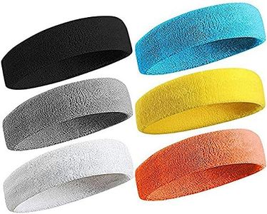 Linwnil 6 Pezzi Sport Fasce Capelli per Uomo e Donna Capelli Non Scivolare umidità Wicking Atletico Cotone Fascia per Capelli per Sport per Tennis, Yoga, Bicicletta, Fare Jogging e così Via