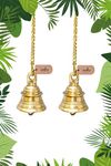 Aroha ® Auspicious Antique Brass Collection Pooja Mandir and Decorative Hanging Bells with Chain & Hook (Yellow Antique Gold, 2 Hanging Bell for Mandir)