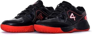 4 WITH QUIVE Sega Hyper Power Cushioned Badminton Indoor Court Shoes,Squash and Volleyball Non Marking Breathable Shock Resistant ((Black, UK Footwear Size System, Adult, Men, Numeric, Medium, 10)