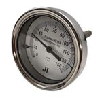 "Ji" Japsin Instrumentation Bimetal Dial Thermometer Dial, 2 1/2", Range 0 to 150 Deg C, Direct Mounting Back Entry, Connection 1/2" BSP (M), Stem Length 75 mm Long X 10 mm OD, SS Body