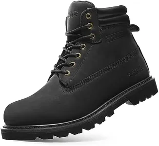 SAFETY LOONG Work Boots for Men Soft Toe Non Slip Rubber Sole Comfortable Leather Goodyear Welt Waterproof Construction Boots Black 8