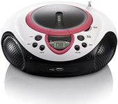 Lenco Children's Radio CD Player SCD-38 Portable FM Radio with CD/MP3 Player and USB in Pink