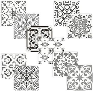 20 Pieces Moroccan Style Tile Sticker, Removable Decorative Tile Stickers, Kitchen Backsplash Decorative Stickers, Stair Decals Stickers for Home Kitchen Decor