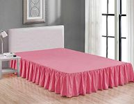 Ruffle Bed Skirt with Split Corners Bedskirt 16 Inch Tailored Drop Easy Fit Shrinkage and Fade Resistant Ultrasoft Microfiber/Poly Cotton Dust Ruffle Pink_Queen Size