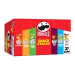 Pringles Snack Stacks Potato Crisps Chips, Flavored Variety Pack, Original, Sour Cream and Onion, Cheddar Cheese, BBQ, Pizza, Cheddar and Sour Cream, 19.5 oz (27 Cups)