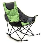 SUNNYFEEL Camping Rocking Chair for Adults, Luxury Padded Recliner, Oversized Folding Rocker, Outdoor Lawn Chair (Green)