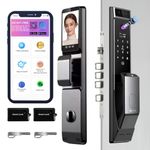 Golens Aluminium X12 Smart Camera Door Lock|Fingerprint|Pincode|Rfid Card|Mobile App|Mechanical Key|Otp Access Automatic Lock Keyless Entry Digital Lock(2 Year Warranty),Black