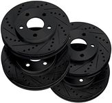 For 2007-2015 Mini Cooper PowerSport Front Rear Black Zinc Cross Drilled Slotted Brake Rotors