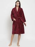 Trident Classic 100% Cotton Shawl Collar Bathrobe, Dressing Gown, Super Soft, Absorbent - Perfect for Gym, Shower, Spa, Hotel Robe, Vacation- Medium - Wine