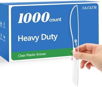 SACATR 1000 Count Heavy Duty Clear Plastic Knives Disposable,BPA-Free Disposable Plastic Cutlery,Heat Resistant-Plastic Knives Bulk for Parties, Catering, Weddings & Everyday Use