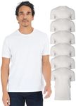 True Classic 6 Pack, White, Men's Short Sleeve Crew Neck T-Shirt, 2X-Large