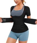 Nebility Womens' Sauna Sweat Vest Weight Loss Workout Waist Trainer (Zipper Short Sleeves, 3X-Large)