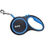 Bunty Retractable Dog Lead, Strong Extending Extension Leash, Soft Rubber Grip Handle, Nylon Tangle Free Tape with Brake Release Button, 30KG Weight Limit, Blue, 3M