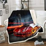 Loussiesd Car Plush Blanket 3D Red Sports Car Sherpa Blanket Speed Racing Car Fleece Throw Blanket for Kids Boys Cool Automobile Style Fuzzy Blanket for Sofa Bed Couch King 87x94 Inch