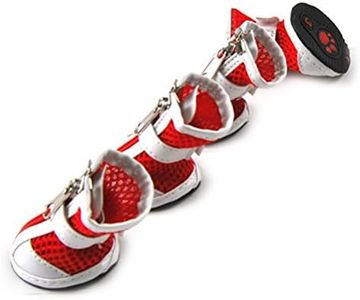 Zunea Dog Shoes for Hot Pavement Breathable Air-Mesh Sandals for Heat Summer Adjustable Front Zipper Design Puppy Boots with Non-slip Rubber Sole Paw Protectors for Small Dog Girls Boys - (Red, 3#)