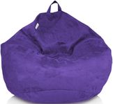 Delmach Bean Bag Chair Cover (No Filler) | Fur Resistant Microsuede | Adult Size | Stuffed Animal Storage for Kids Or Adults | Double Stitched | Durable Zipper | Soft Premium (Purple, Large)