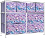 Sorbus Fabric Dresser for Kids Bedroom - Chest of 8 Drawers, Storage Tower, Clothing Organizer, for Closet, for Playroom, for Nursery, Steel Frame, Fabric Bins - Knob Handle (Tie-dye Purple)