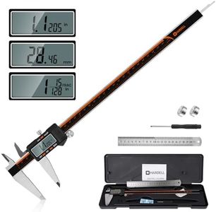 HARDELL Digital Caliper 12 Inch, Stainless Steel Caliper Measuring Tool with Large LCD Screen, Auto-Off Feature, Inch/Millimeter, Electronic Vernier Caliper for DIY, Jewelry, Parts,3D Printing