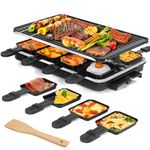 Indoor Grill - 2 IN 1 Korean bbq Grill Pancake Machine Electric Griddle Nonstick Raclette Grill with 8 Cheese Melt Pans for Dinner Family Party