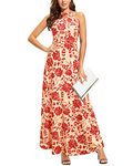 STYLEWORD Womens Summer Maxi Dress Boho Floral Garden Party Long Halter Dresses(Floral48,M)