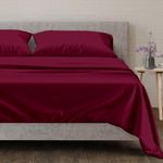 Mayfair Linen 100% Egyptian Cotton Sheets, Burgundy Twin XL Sheets Set, 600 Thread Count Long Staple Cotton, Sateen Weave for Soft and Silky Feel, Fits Mattress Upto 18'' DEEP Pocket.