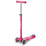 Micro Scooters | Maxi Micro LED Deluxe Children's Scooter | Big Wheels | Handlebar Adjustable | 5-12yrs | Boys & Girls | Pink