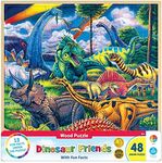 Masterpieces 48 Piece Fun Facts Jigsaw Puzzle for Kids - Dinosaur Friends Wood Puzzle - 12"x12"