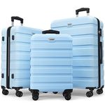 Luggage Sets 3 Piece AnyZip PC ABS Hardside Suitcase with 4 Universal Wheels TSA Lock Carry On 20 24 28 Inch (Light Blue)