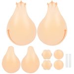 BooGedada Push Up and Silicone Adhesive Bra for Women Invisible Bras for Backless Strapless Dress Nippless Covers 2 piars, C/D Cup, 2