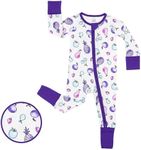 LittleHippo 2-Way Zipper Bamboo Romper, Soft Spandex & Bamboo Viscose One Piece Pajamas, Newborn, Baby Boys & Girls, Kids (Watercolor Fruit, 0-3 Months)